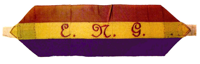 DBrazalete distintivo de los miembros del Ejército Nacional Guerrillero.
(Fuente: El Ejército Guerrillero de Andalucía (1945-1952), p. 499).
